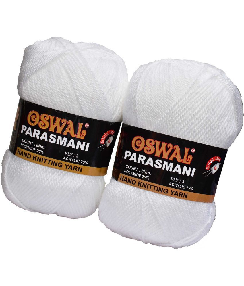    			Represents Oswal 3 Ply Knitting  Yarn Wool,  White 400 gm Art-EGG