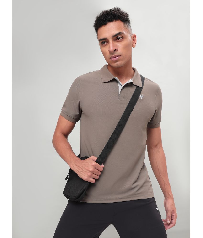     			Technosport Stone Grey Polyester Slim Fit Men's Sports Polo T-Shirt ( Pack of 1 )