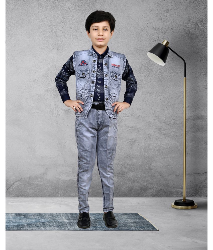     			Arshia Fashions Grey Denim Boys Shirt & Jeans ( Pack of 1 )