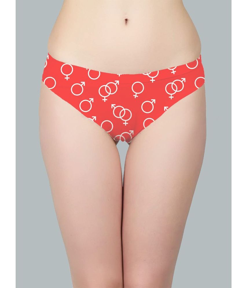     			D Naked Red Cotton Lycra Printed Women's Bikini ( Pack of 1 )