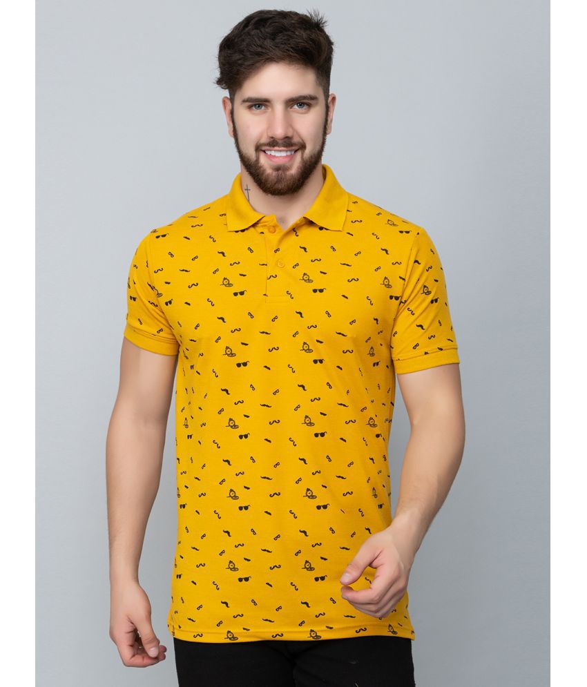     			EKOM Cotton Blend Regular Fit Printed Half Sleeves Men's Polo T Shirt - Mustard ( Pack of 1 )