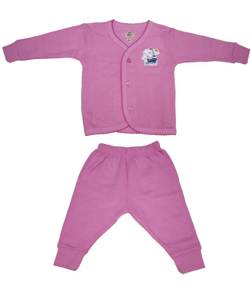     			Lux Inferno Pink Front Open Full Sleeves Upper & Lower Thermal Set for Unisex/Kids/Baby - Pack of 1 (#Toddler)