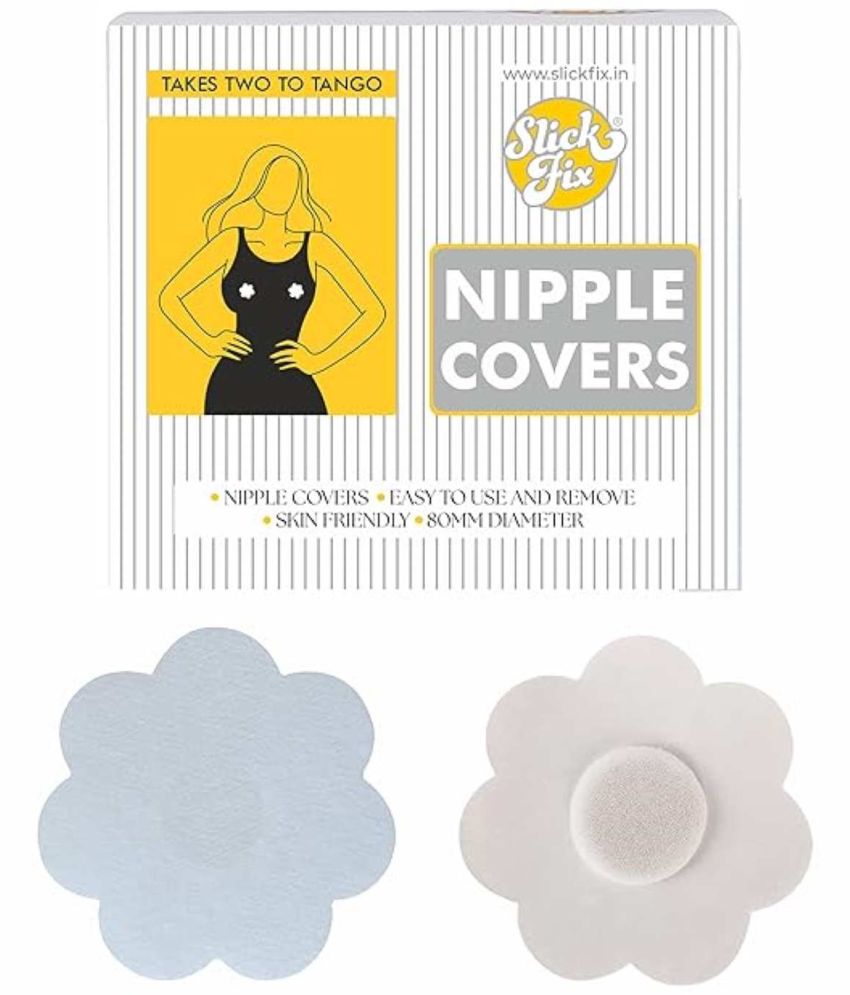     			SLICKFIX Self Adhesive Nipple Covers Disposable, (White Colour) Pack of 10 Nipple Pasties, No Show Bra for Women, Nipple Shields, Breast Covers for Girls, Nipple Petals Disposable.