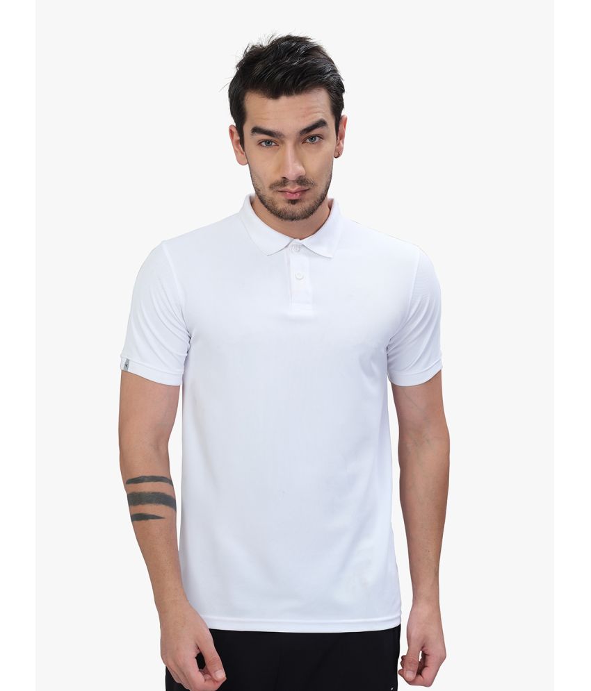     			Technosport White Polyester Slim Fit Men's Sports Polo T-Shirt ( Pack of 1 )