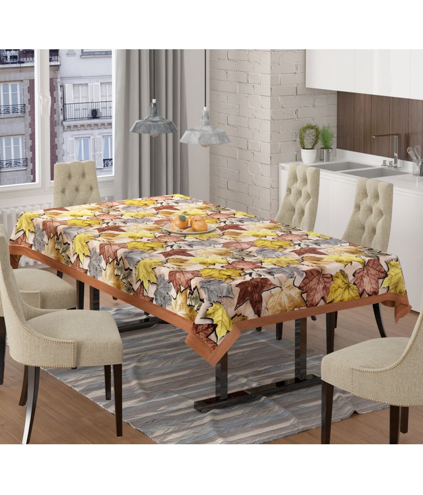     			WISEHOME Printed Velvet 6 Seater Rectangle Table Cover ( 228 x 150 ) cm Pack of 1 Brown