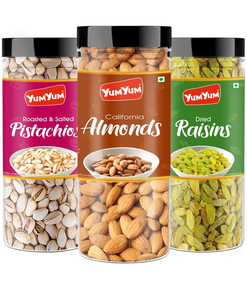     			YUM YUM Dry Fruits Combo Pack 450 g ( Almonds, Pistachios & Raisins) 150 g Jar Each