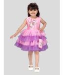 Aarika Net Fit And Flare Dress For Girls ( Pack of 1 , Pink )