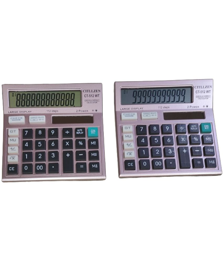     			2602 F  FLIPCLIPS- COMBO 2PC golden  CT-512WT  CALCULATOR 120 Steps Check & Correct 12 Digit Premium Desktop Calculator( PACK OF2)