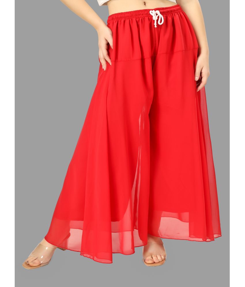     			Aadrika Red Georgette Flared Women's Palazzos ( Pack of 1 )