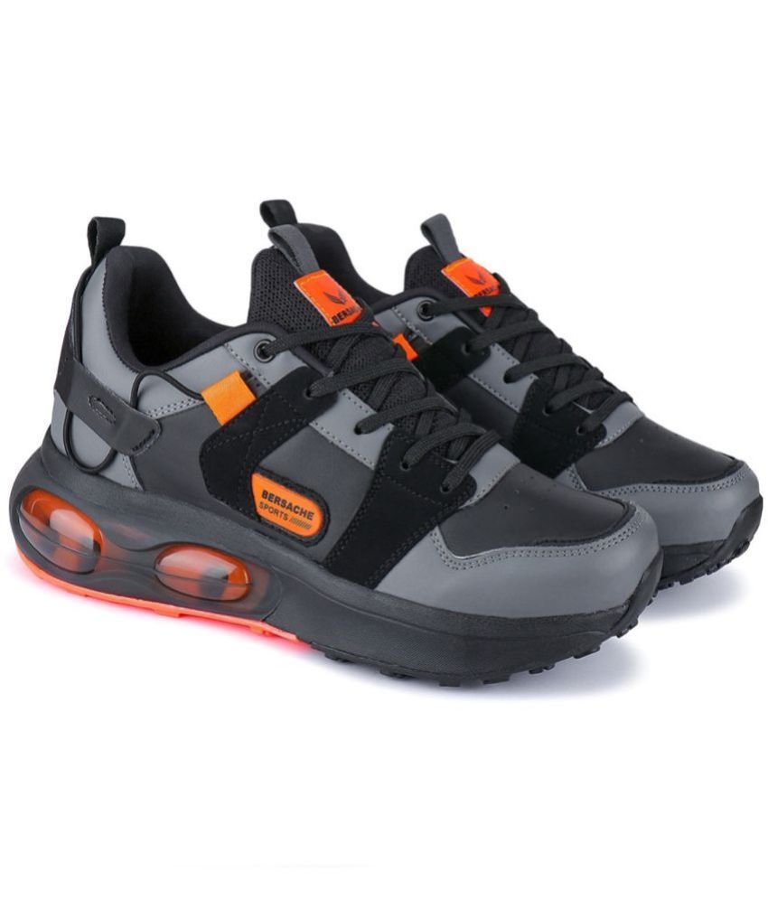     			Bersache Black Men's Sports Running Shoes