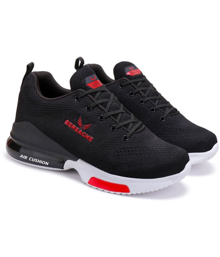    			Bersache Black Men's Sports Running Shoes