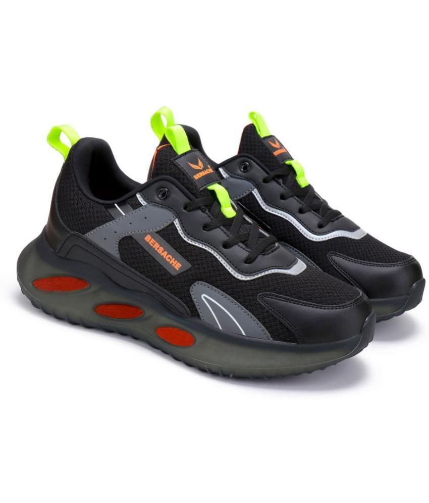     			Bersache Black Men's Sports Running Shoes