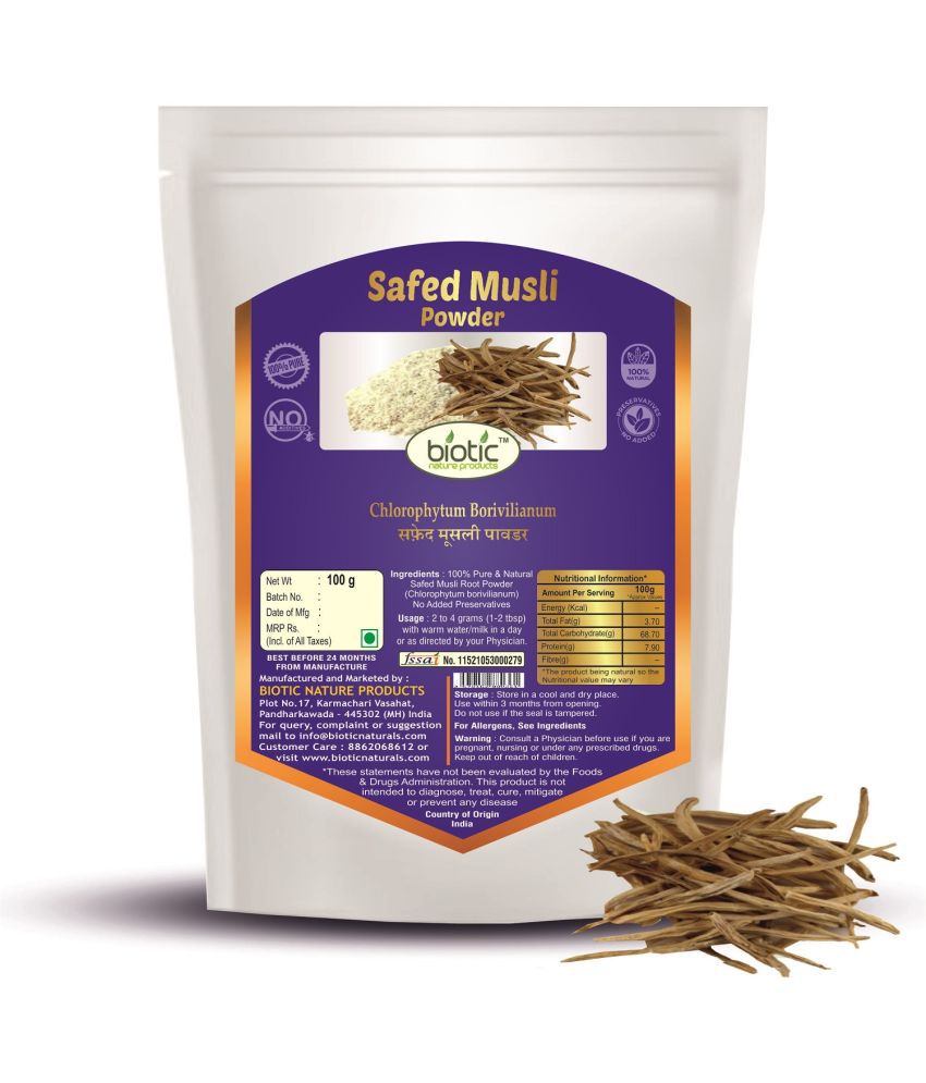     			Biotic Safed Musli Powder (Chlorophytum borivilianum) White Musli Powder 100 gm