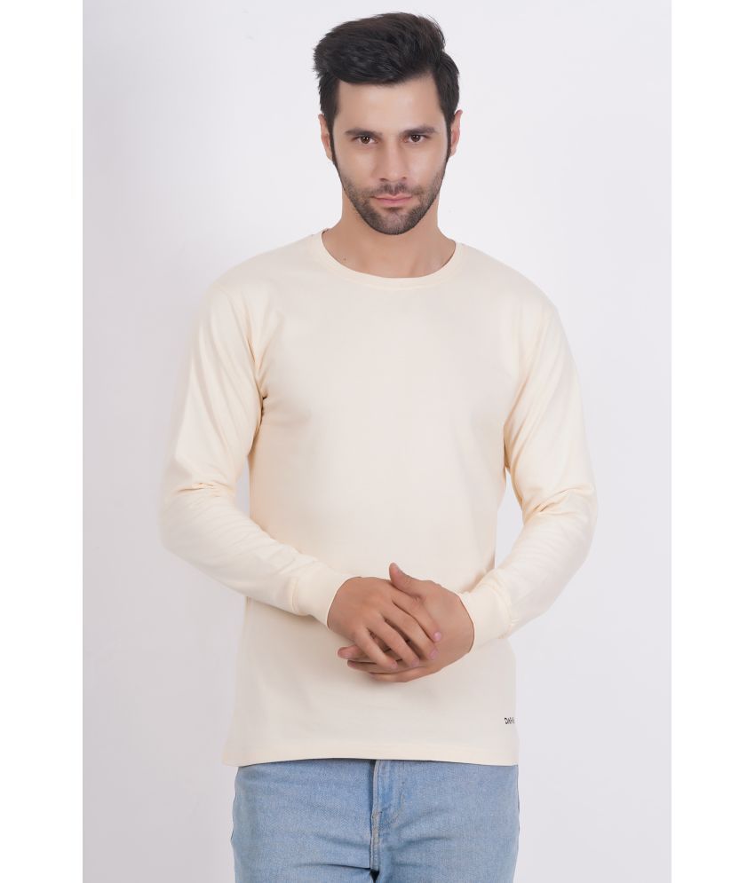     			DAFABFIT Cotton Regular Fit Solid Full Sleeves Men's T-Shirt - Cream ( Pack of 1 )