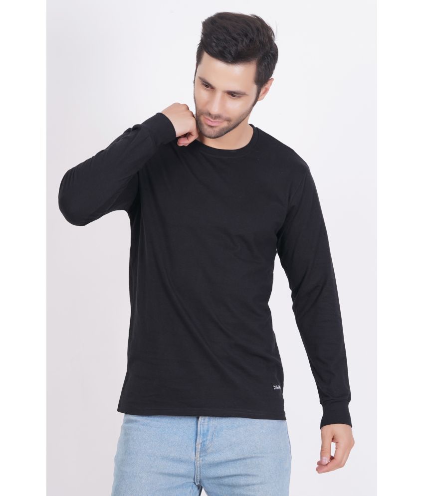     			DAFABFIT Cotton Regular Fit Solid Full Sleeves Men's T-Shirt - Black ( Pack of 1 )