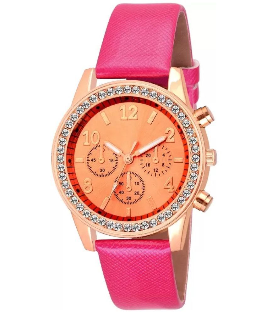     			DECLASSE Pink Leather Analog Womens Watch