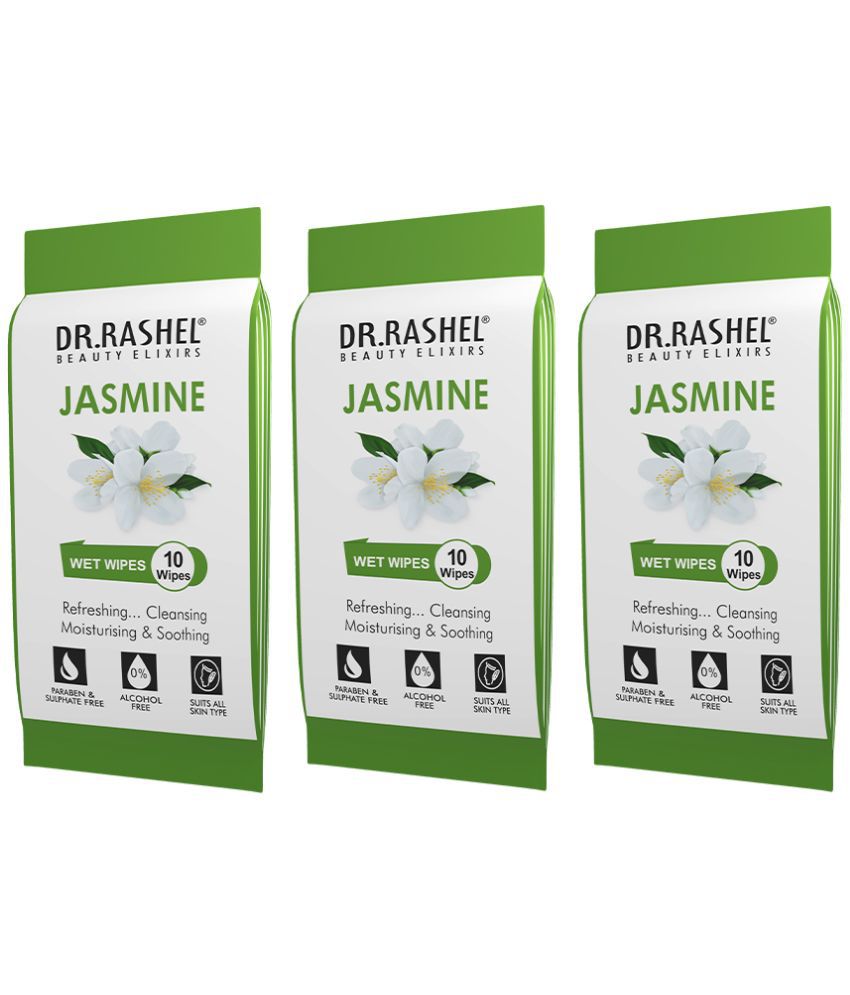     			DR.RASHEL  Jasmine Dirt Remover  Facial Wipes Pack of 3  Wet Wipes ( 30 Pcs )