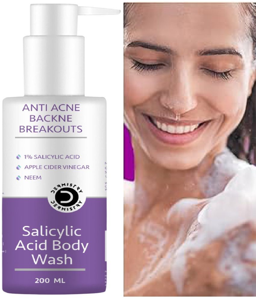     			Dermistry 1% Salicylic Acid, Apple Cider Vinegar and Neem Anti Acne Exfoliating Soap Free Body Wash for Deep Cleansing Your Skin & Control Preventing Backne Blemishes Breakouts Removes Excess Oil For Oily Skin Men Women Paraben and SLS free-200ml