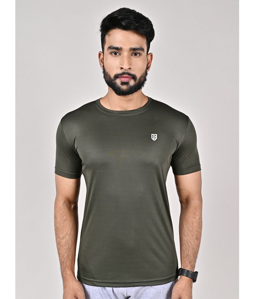     			GAME BEGINS Polyester Regular Fit Solid Half Sleeves Men's T-Shirt - Dark Green ( Pack of 1 )
