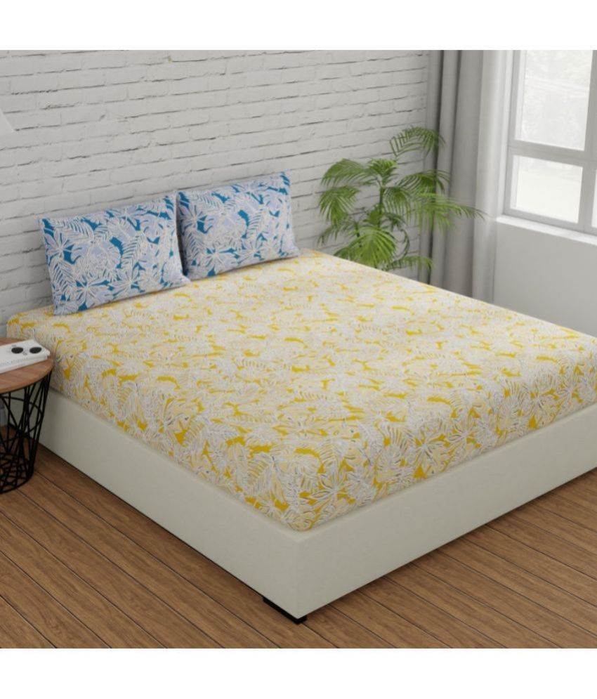     			Huesland Cotton King Size Bedsheet ( Mustard )