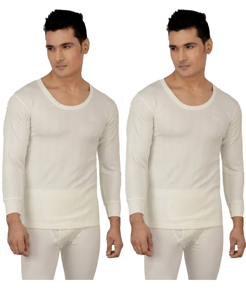     			Lux Inferno White Polyester Men's Thermal Tops ( Pack of 2 )
