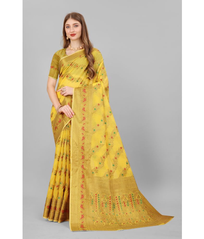     			OFLINE SELCTION Silk Self Design Saree With Blouse Piece - Yellow ( Pack of 1 )