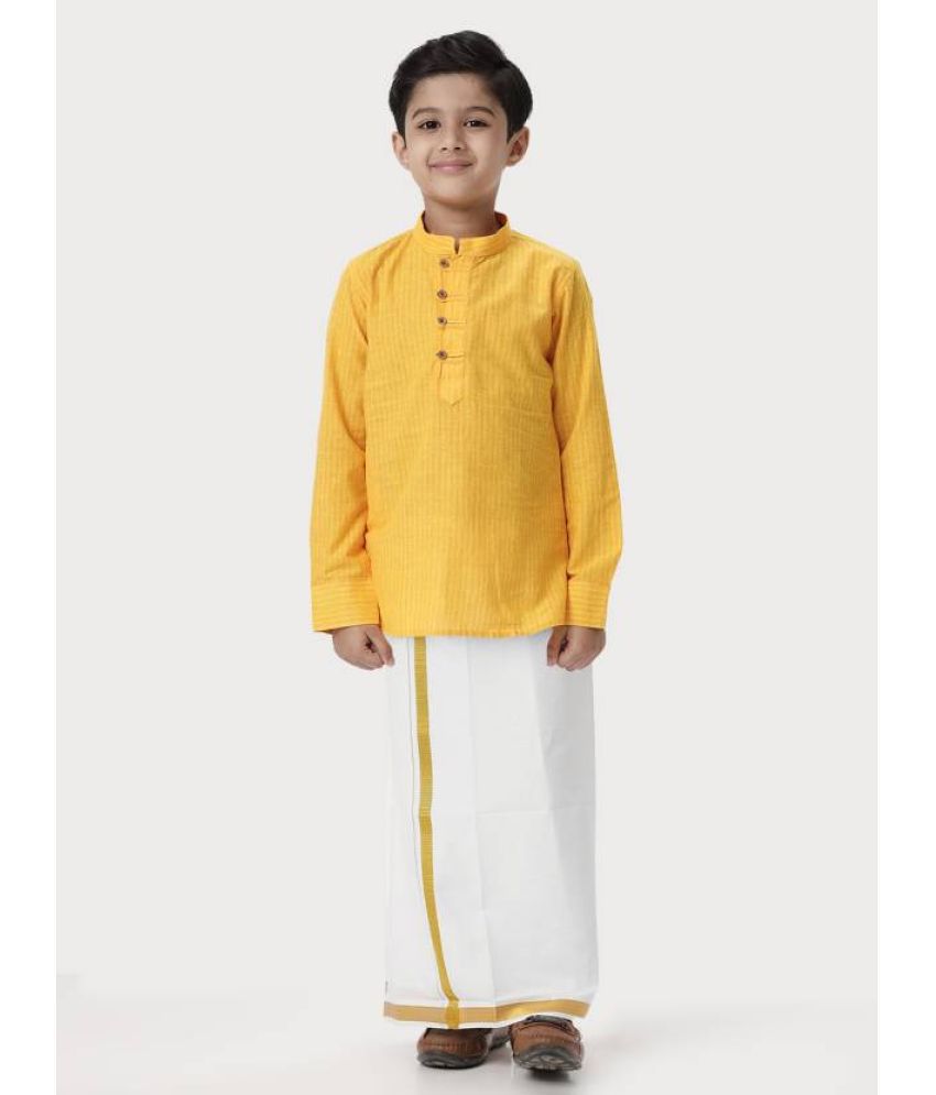     			Ramraj cotton Golden Yellow Cotton Boys Dhoti Kurta Set - Pack of 1