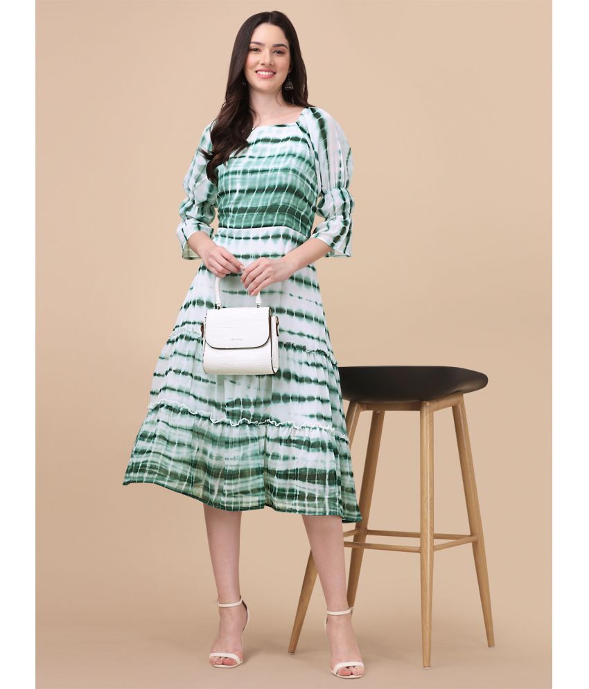     			gufrina Rayon Dyed Midi Women's A-line Dress - Green ( Pack of 1 )