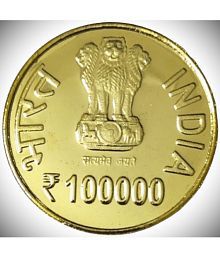 Extremely Rare 100000 Rupee - Rabindranath Tagore, 100% Real Gold Plated Fantasy Token Memorial Coin