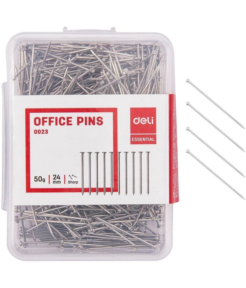     			Deli W0023 Office Pins/Board Pins/Gem Pins 24mm, Metal Pins  (Set Of 300, Transparent)