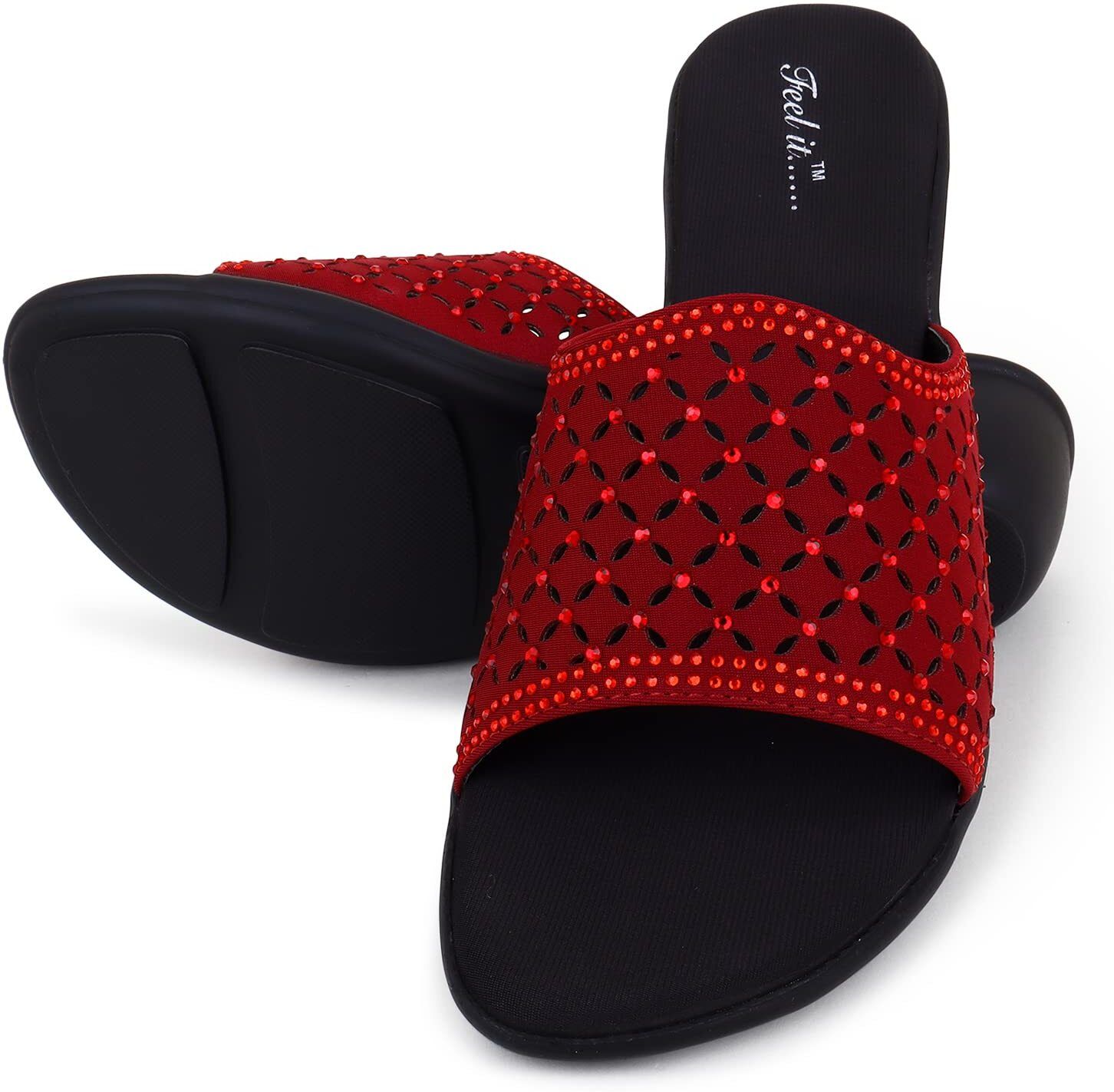     			Feel It Red Women's Slip On Heels