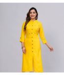 MAUKA Rayon Embellished Front Slit Women's Kurti - Yellow ( Pack of 1 )