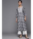 Varanga Cotton Printed Straight Women's Kurti - Grey ( Pack of 1 )