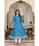 Yash Gallery Cotton Printed Anarkali Women's Kurti - Blue ( Pack of 1 )