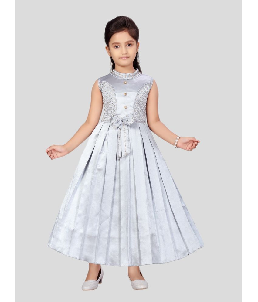     			Aarika Grey Silk Girls Fit And Flare Dress ( Pack of 1 )