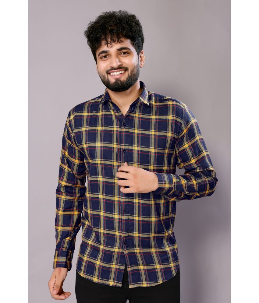     			Henzila 100% Cotton Regular Fit Checks Full Sleeves Men's Casual Shirt - Yellow ( Pack of 1 )