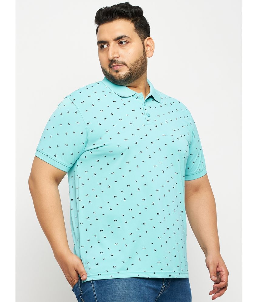     			Auxamis Pack of 1 Cotton Blend Regular Fit Printed Half Sleeves Men's Polo T Shirt ( Aqua )