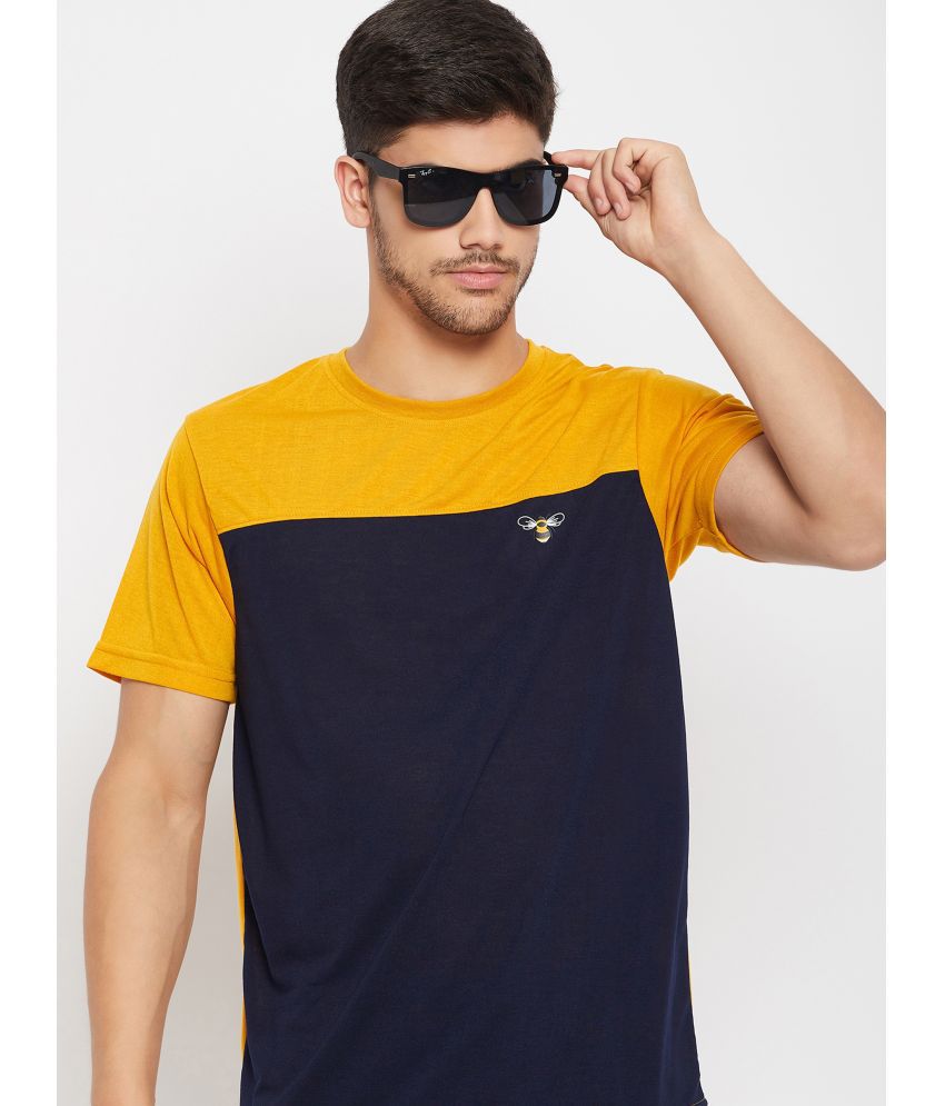     			Auxamis Cotton Blend Regular Fit Colorblock Half Sleeves Men's T-Shirt - Mustard ( Pack of 1 )