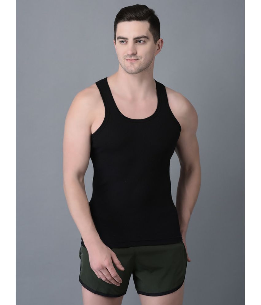     			Dollar Bigboss Black Cotton Blend Men's Vest ( Pack of 1 )