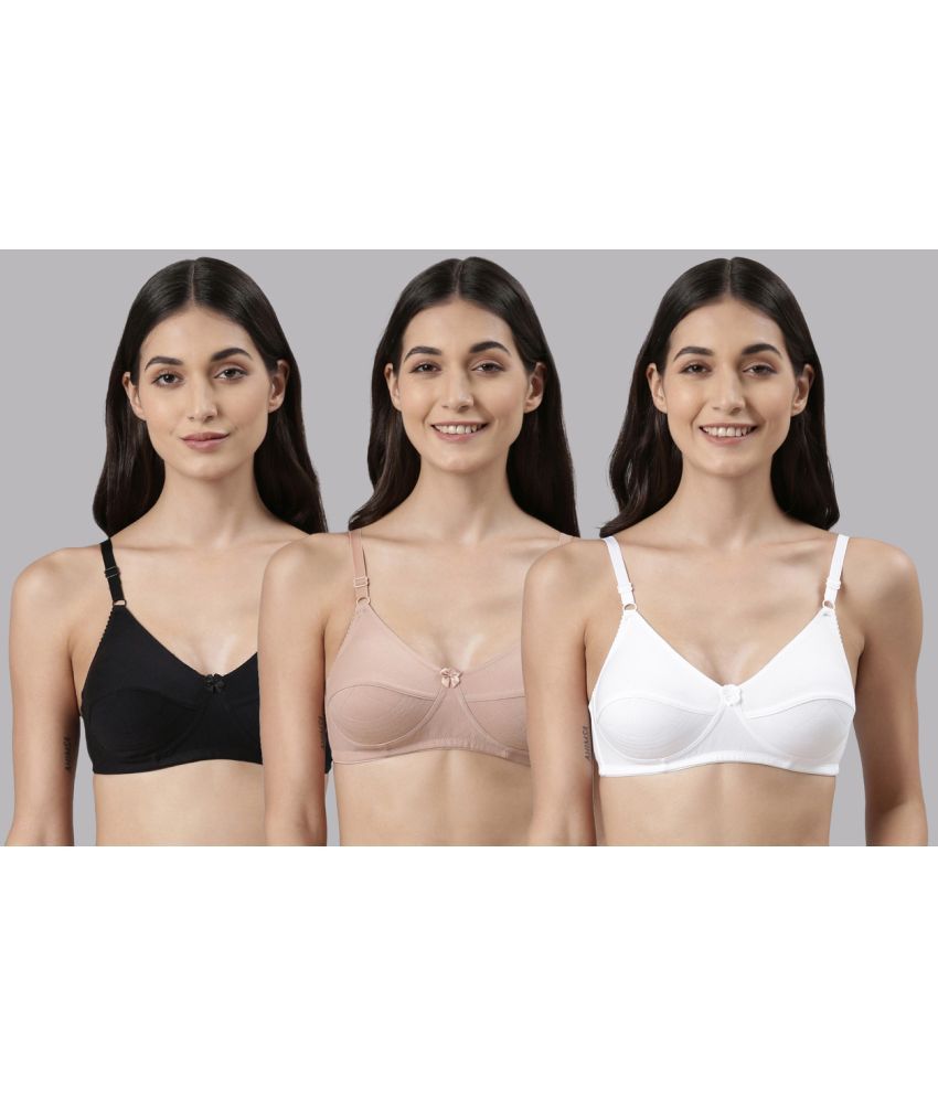     			Dollar Missy Pack of 3 Cotton Non Padded Women's Everyday Bra ( Multicolor )