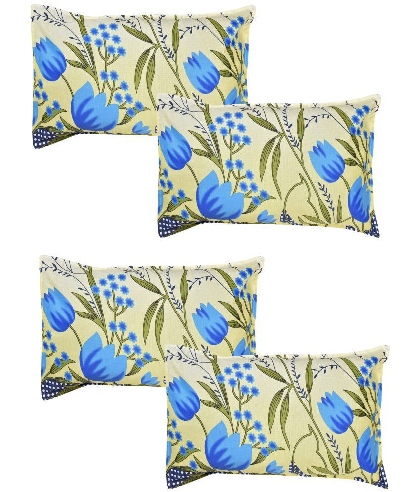     			Homefab India - Pack of 4 Microfiber Floral Printed Standard Size Pillow Cover ( 66.04 cm(26) x 43.18 cm(17) ) - Green