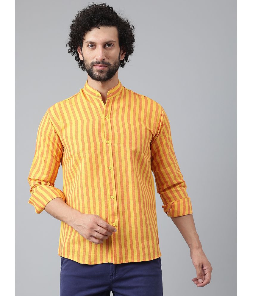     			RIAG 100% Cotton Regular Fit Striped Rollup Sleeves Men's Casual Shirt - Mustard ( Pack of 1 )