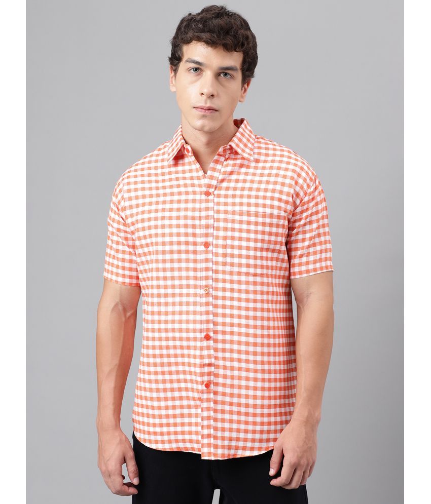     			RIAG 100% Cotton Regular Fit Checks Half Sleeves Men's Casual Shirt - Orange ( Pack of 1 )