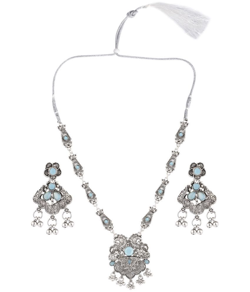     			Sunhari Jewels Blue German Necklace Set ( Pack of 1 )