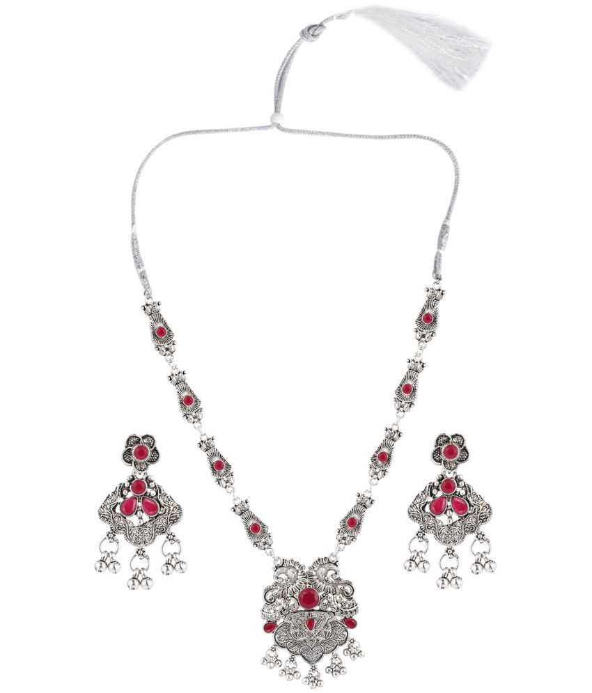     			Sunhari Jewels Maroon German Necklace Set ( Pack of 1 )