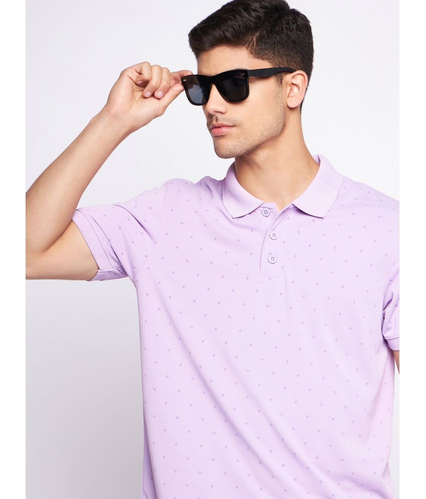     			Auxamis Cotton Blend Regular Fit Printed Half Sleeves Men's Polo T Shirt - Lavender ( Pack of 1 )