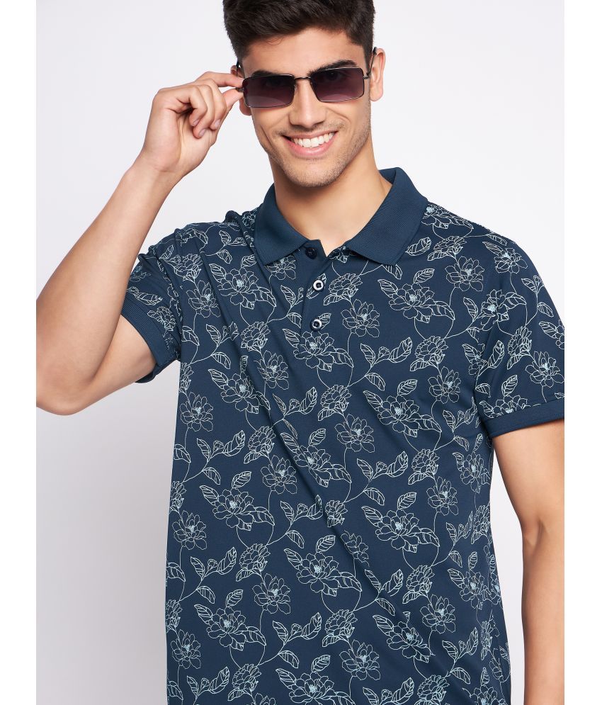     			Auxamis Cotton Blend Regular Fit Printed Half Sleeves Men's Polo T Shirt - Navy ( Pack of 1 )