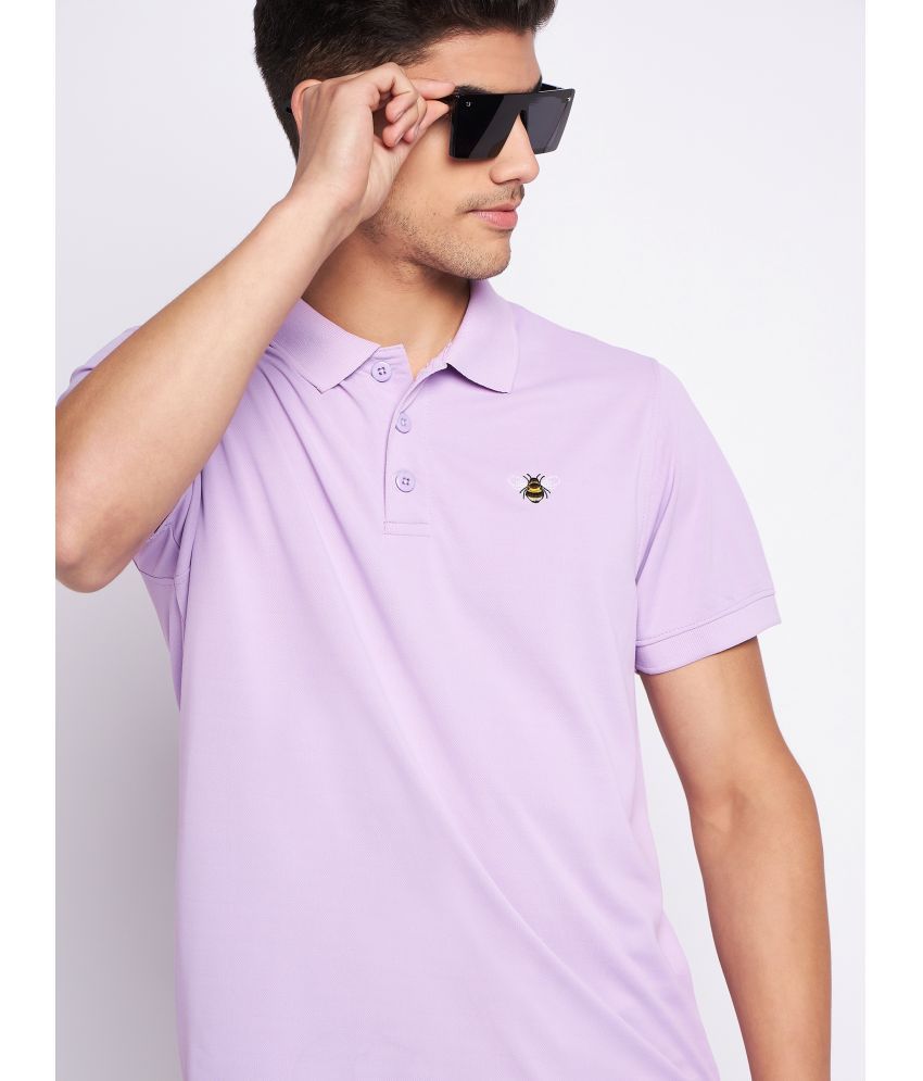     			Auxamis Pack of 1 Cotton Blend Regular Fit Solid Half Sleeves Men's Polo T Shirt ( Lavender )