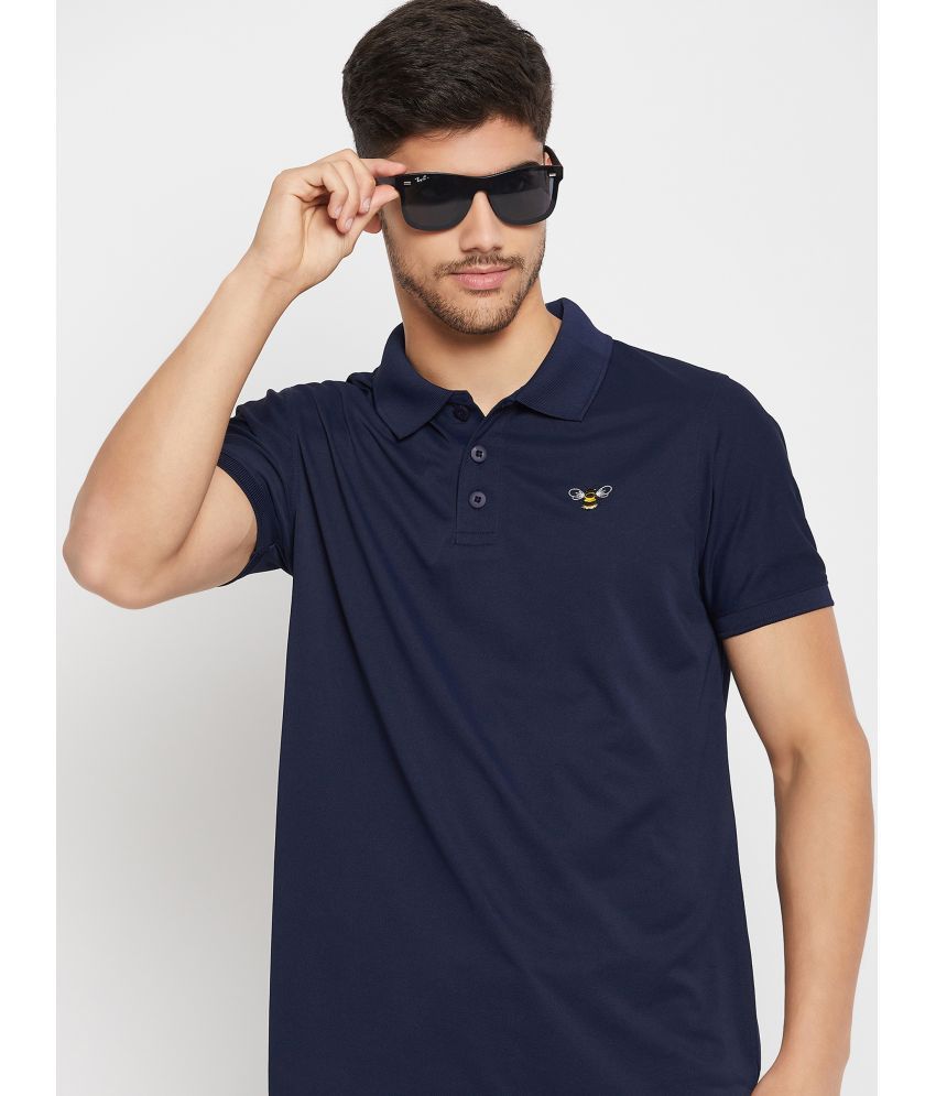     			Auxamis Cotton Blend Regular Fit Solid Half Sleeves Men's Polo T Shirt - Navy ( Pack of 1 )