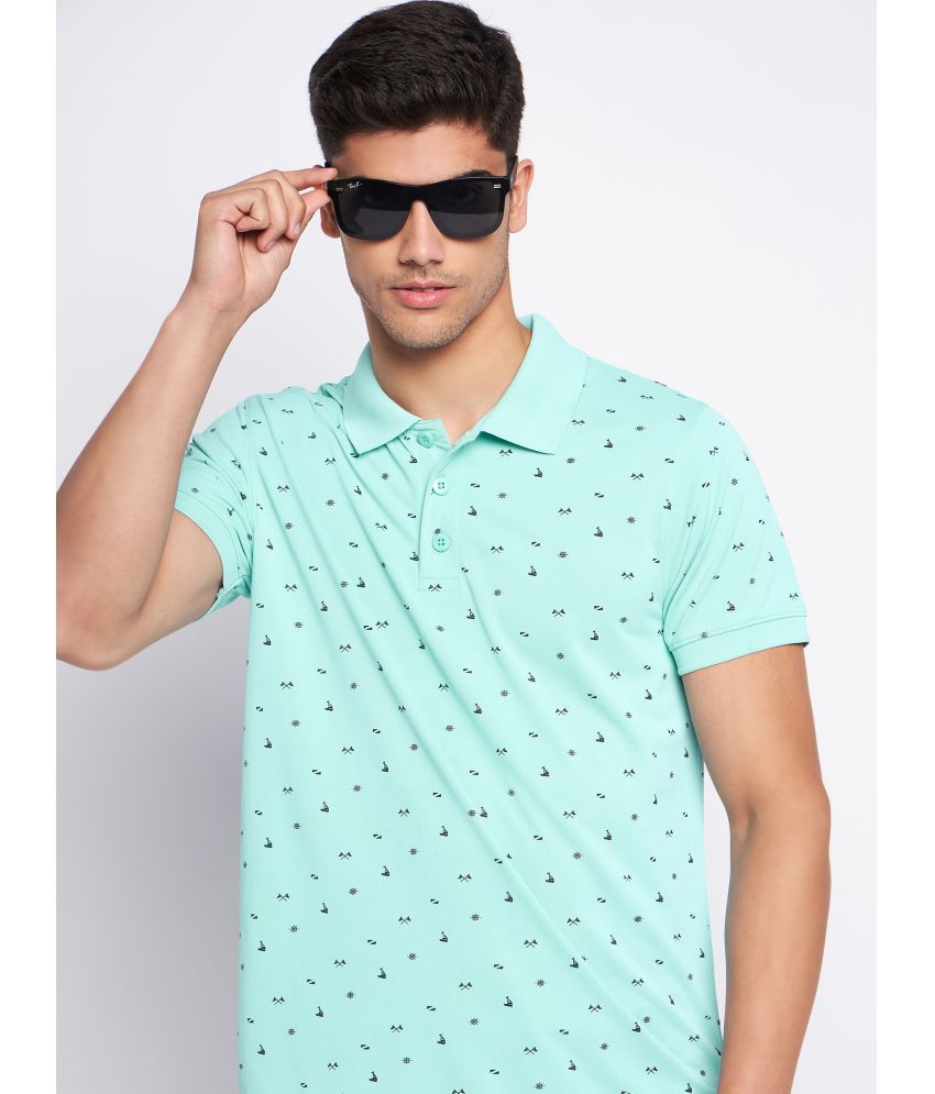     			Auxamis Cotton Blend Regular Fit Printed Half Sleeves Men's Polo T Shirt - Aqua ( Pack of 1 )